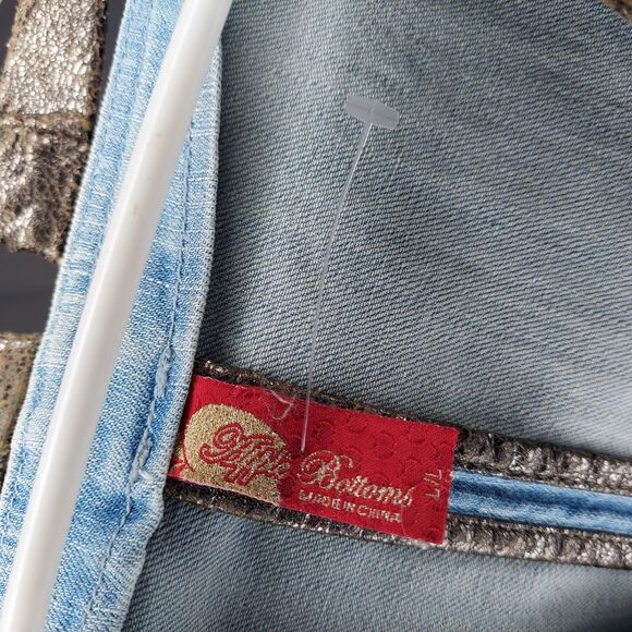 Apple Bottoms Denim Jacket Large Blue Half-Sleeve Faux Leather Trim Y2K - Picture 3 of 10